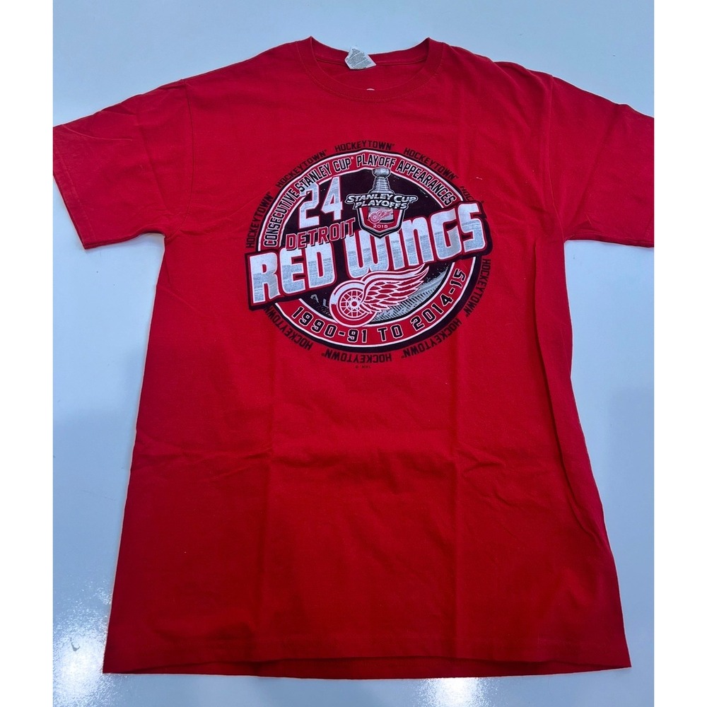 Detroit Red Wings Shirt Mens Medium Red 24 Consecutive Playoff Appearances NHL